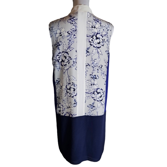 Rebecca Taylor 100% Silk Blue Colorblock Floral Print Mini Shirt Dress Size 8 - Picture 7 of 15